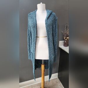 Sienna Sky Cozy Teal Hooded Women's Sweater Size Xs